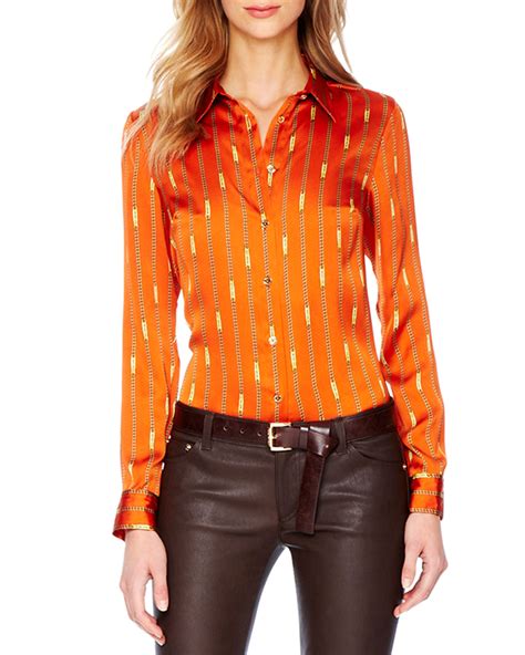 michael kors orange blouse|michael kors sleeveless tops.